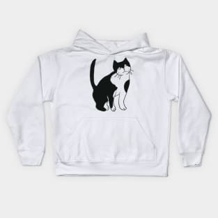 gray-white drawing in minimalistic style Bad cat Kids Hoodie